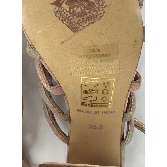 Free People Colette Cinched Heel Size 38.5 US 8 Rainbow Metallic Iridescent - Picture 10 of 11